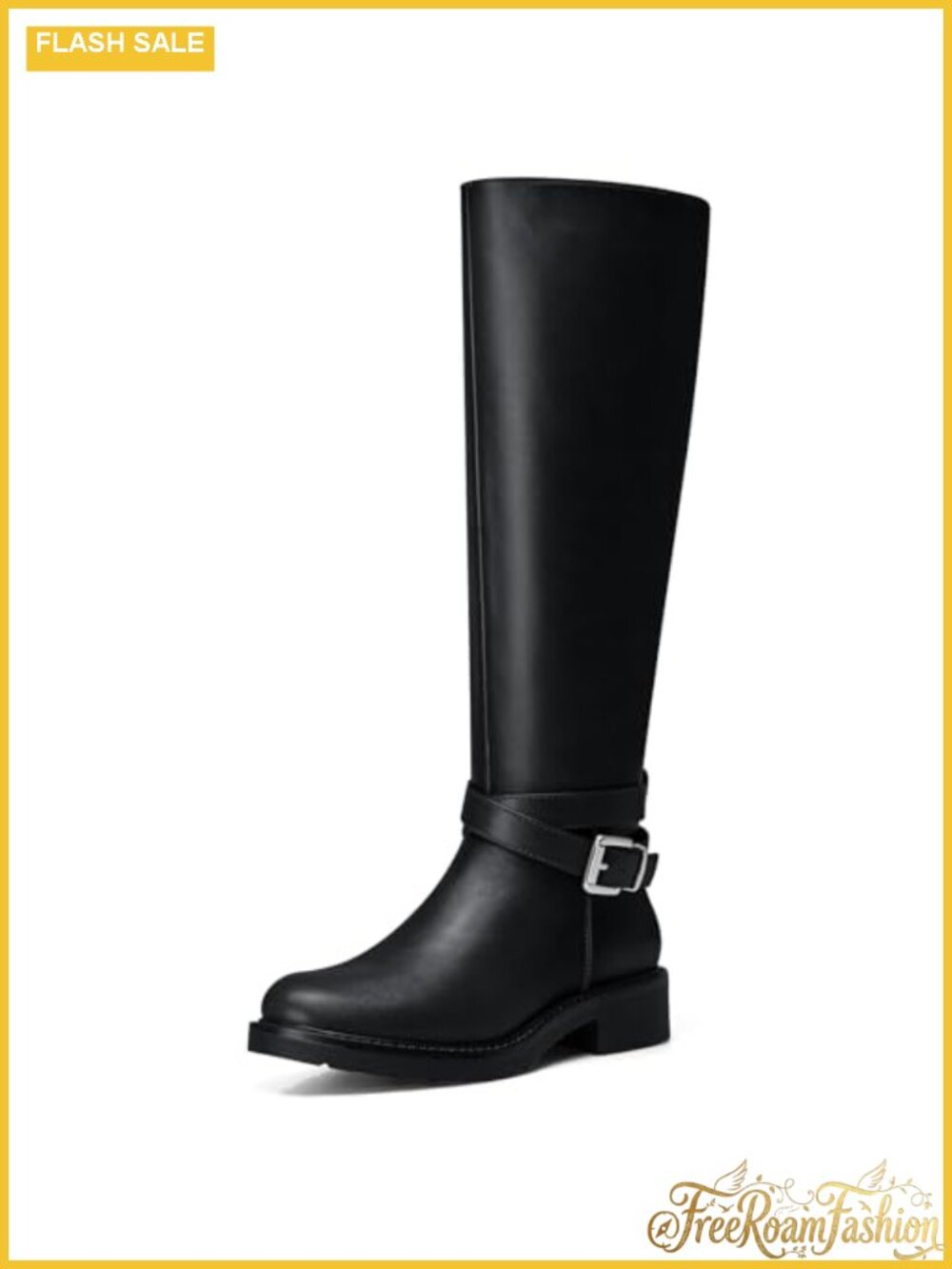Wide Calf Knee High Boots Low Heel Flat Comfortable Women's